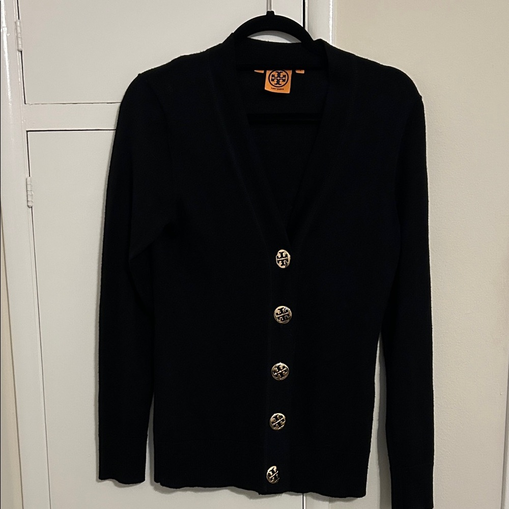 Tory Burch Black Cardigan with Gold Buttons